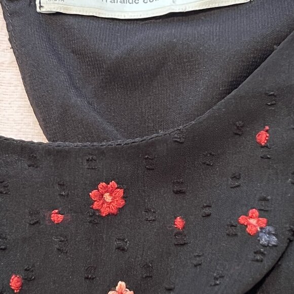 Boho Babydoll Zara Trafaluc Collection Black Embroidered Floral Top, Women's S - Picture 4 of 6
